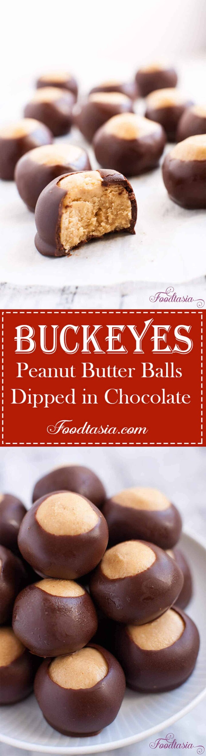 Buckeyes - Chocolate Dipped Peanut Butter Balls | Foodtasia