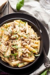Creamy, Cheesy Sausage and Basil Penne