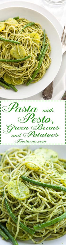 Pasta with Pesto, Green Beans, and Potatoes is the classic Genoese pasta dish. According to Marcella Hazan, there is no single dish more delicious in the entire Italian pasta repertory.