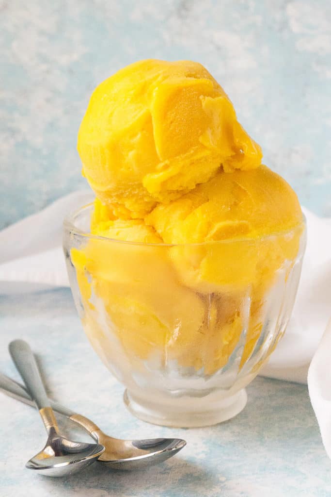 Vibrant and refreshing, Mango Sorbet has a luscious texture - the perfect way to savor the bright, exotic taste of fresh mangoes. 