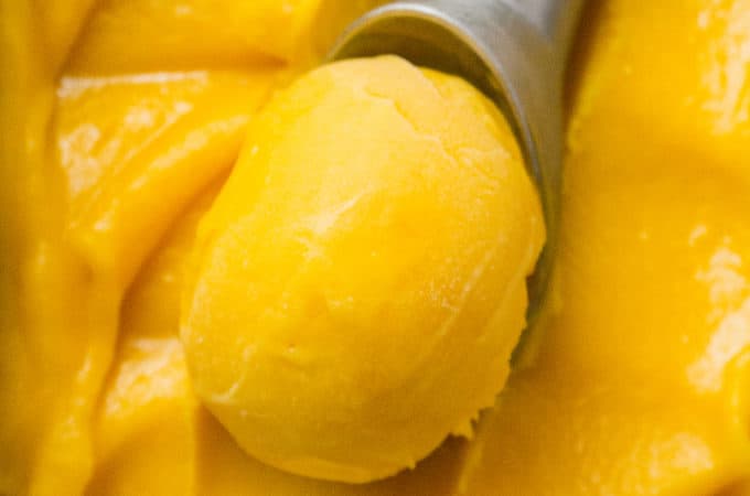 Vibrant and refreshing, Mango Sorbet has a luscious texture - the perfect way to savor the bright, exotic taste of fresh mangoes.