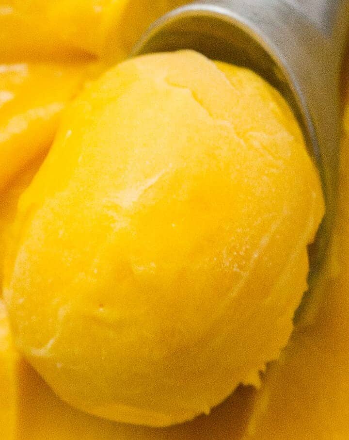 Vibrant and refreshing, Mango Sorbet has a luscious texture - the perfect way to savor the bright, exotic taste of fresh mangoes.