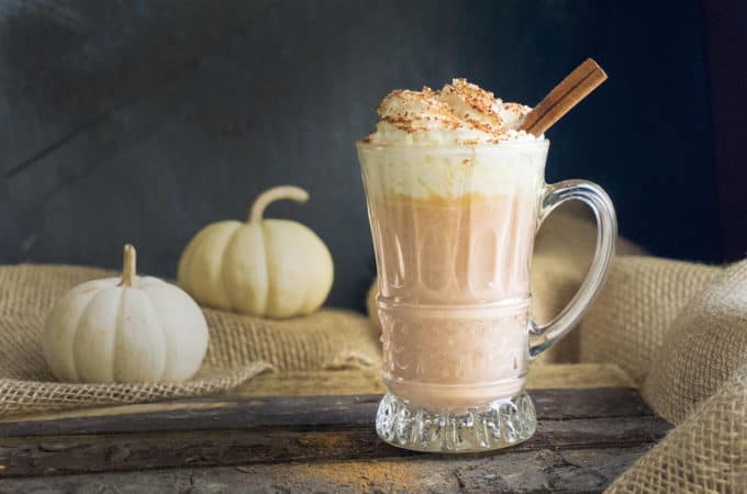 This creamy and smooth Pumpkin Spice White Hot Chocolate is lightly sweetened with white chocolate and fragrant with pumpkin and autumn spices. 