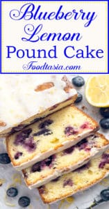 Double Glazed Blueberry Lemon Pound Cake - A moist, tender pound cake, infused with the bright and sunny flavor of lemon, bursting with sweet juicy blueberries, and topped with two (2!) glazes - one vibrant and tangy, one creamy and sweet.