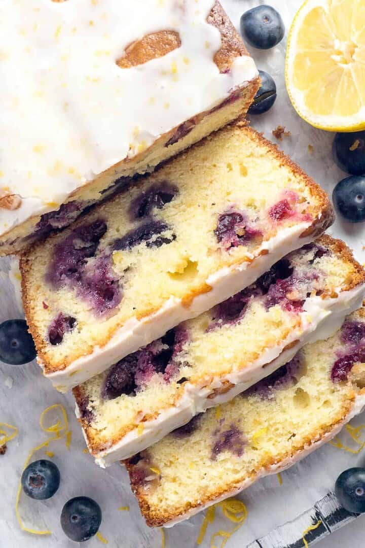 Double Glazed Blueberry Lemon Pound Cake | Foodtasia