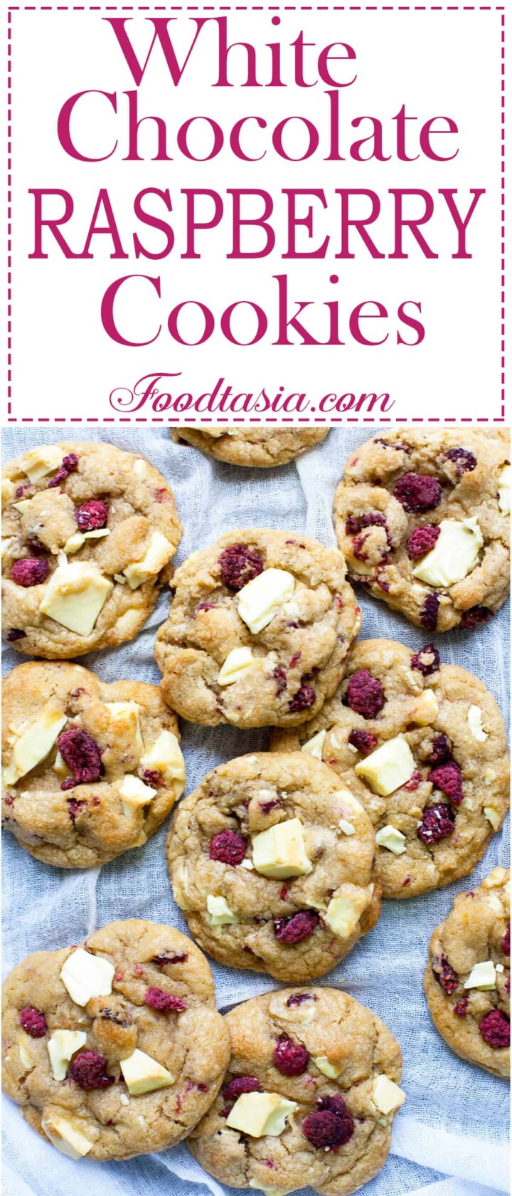 White Chocolate Raspberry Cookies | Foodtasia