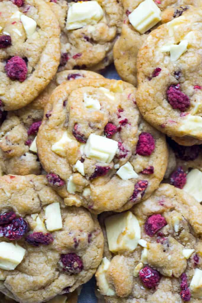 This is what I wanted to taste when I bit into that Subway White Chocolate Raspberry Cookie. But I didn't. So here's my vision of what White Chocolate Raspberry Cookies should be - thick and chewy cookies with chunks of white chocolate and tangy raspberries. A perfect flavor combination! Made from scratch - no box mix. 