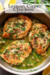 Sautéed chicken breasts in a buttery lemon, caper, and parsley sauce, this Lemon Caper Chicken is one of my most popular recipes. Super fast and easy to make, it's one of those rare, winning dishes that everyone in the family loves. Start to finish in 15 minutes - you'll definitely want to add it to your weekly rotation!