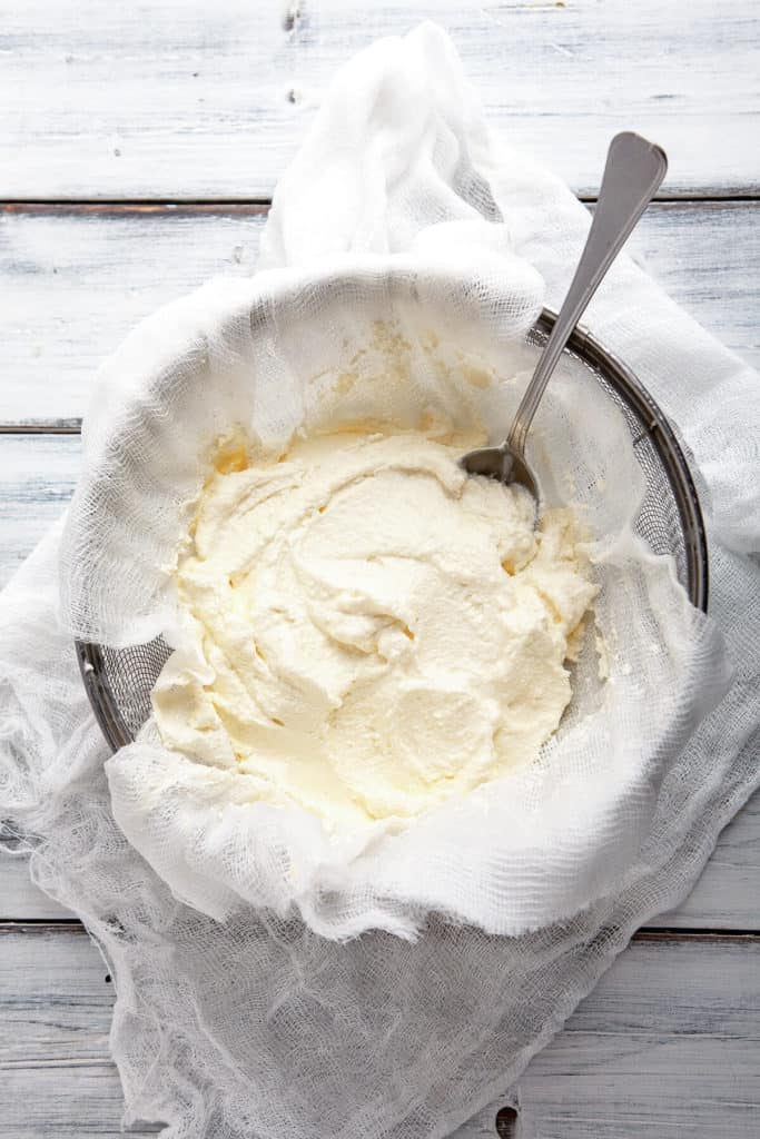 The creamiest, smoothest, most delicious homemade ricotta cheese. You won’t believe how easy and foolproof this recipe is! #ricotta #homemade #cheese #italian #creamy #easy #recipe #simple #withoutcream #cream