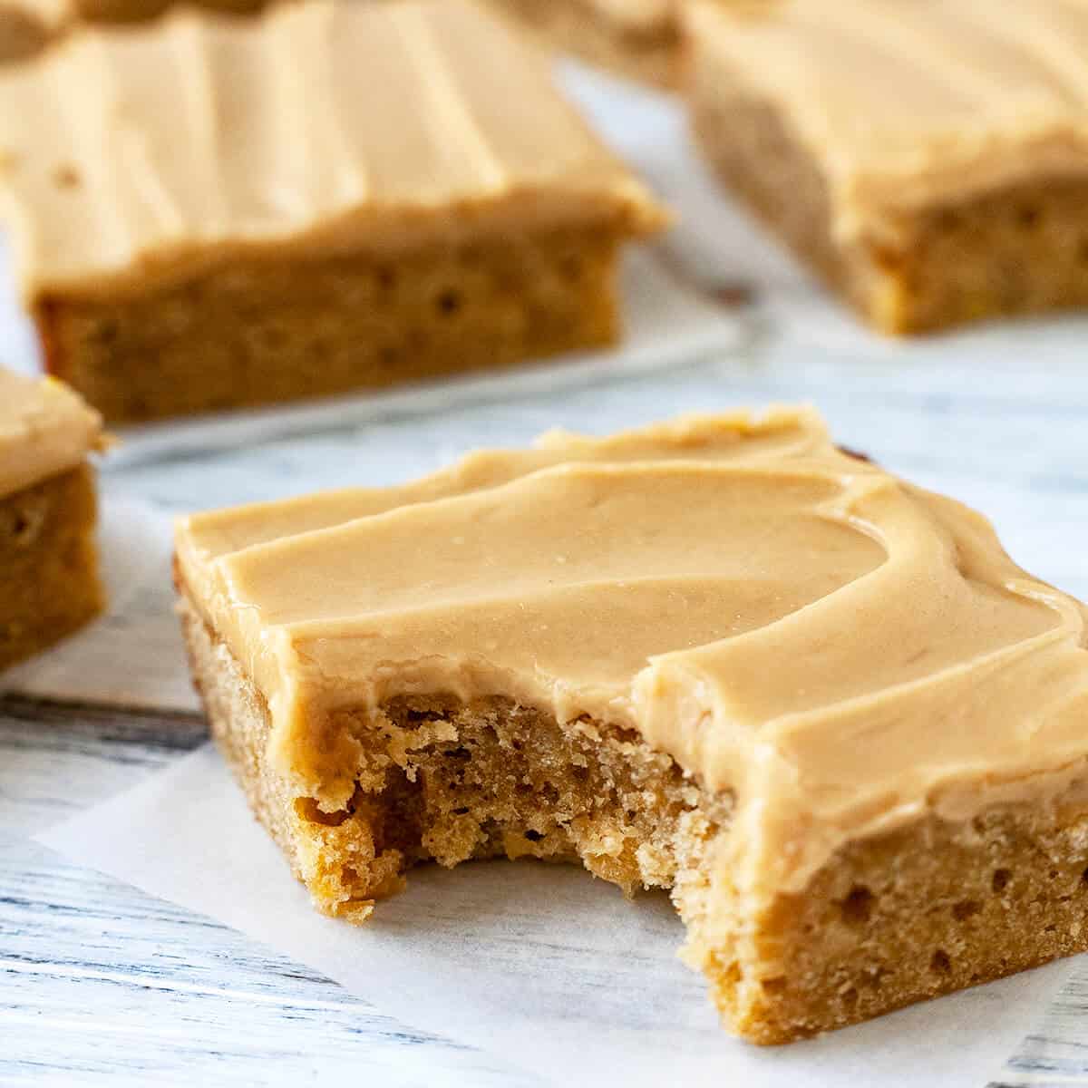 Banana Blondies with Brown Sugar Frosting | Foodtasia