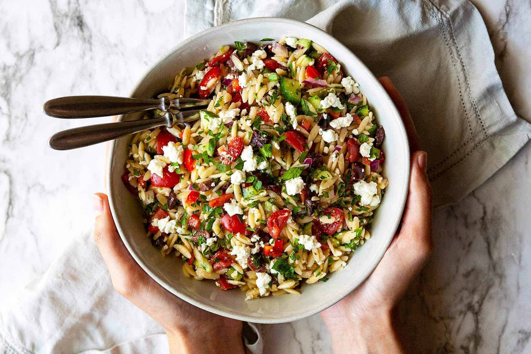 The VERY BEST Greek Orzo Salad | Foodtasia