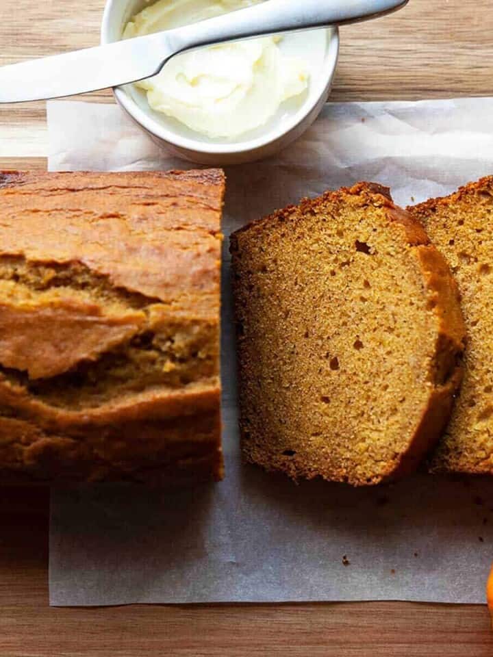 The BEST Pumpkin Bread I’ve ever had! It’s ultra-moist with a perfectly soft and tender crumb. A touch of warm spices lets the pumpkin flavor really shine through. A favorite fall recipe!