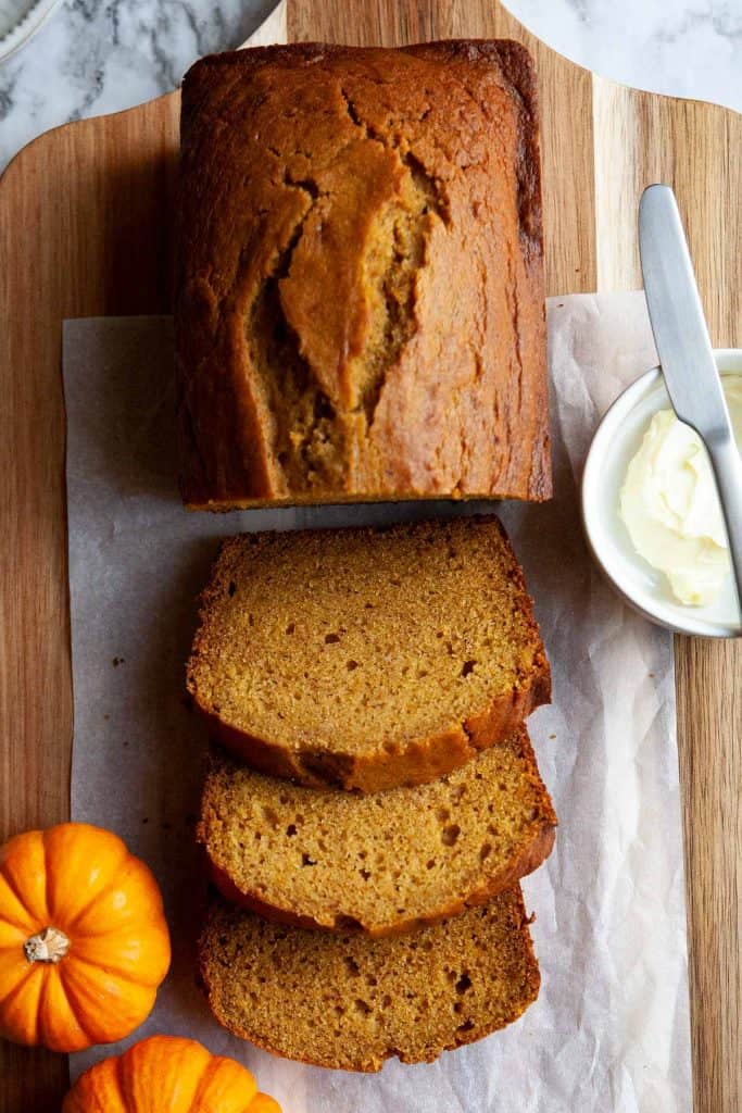 The BEST Pumpkin Bread I’ve ever had! It’s ultra-moist with a perfectly soft and tender crumb. A touch of warm spices lets the pumpkin flavor really shine through. A favorite fall recipe!