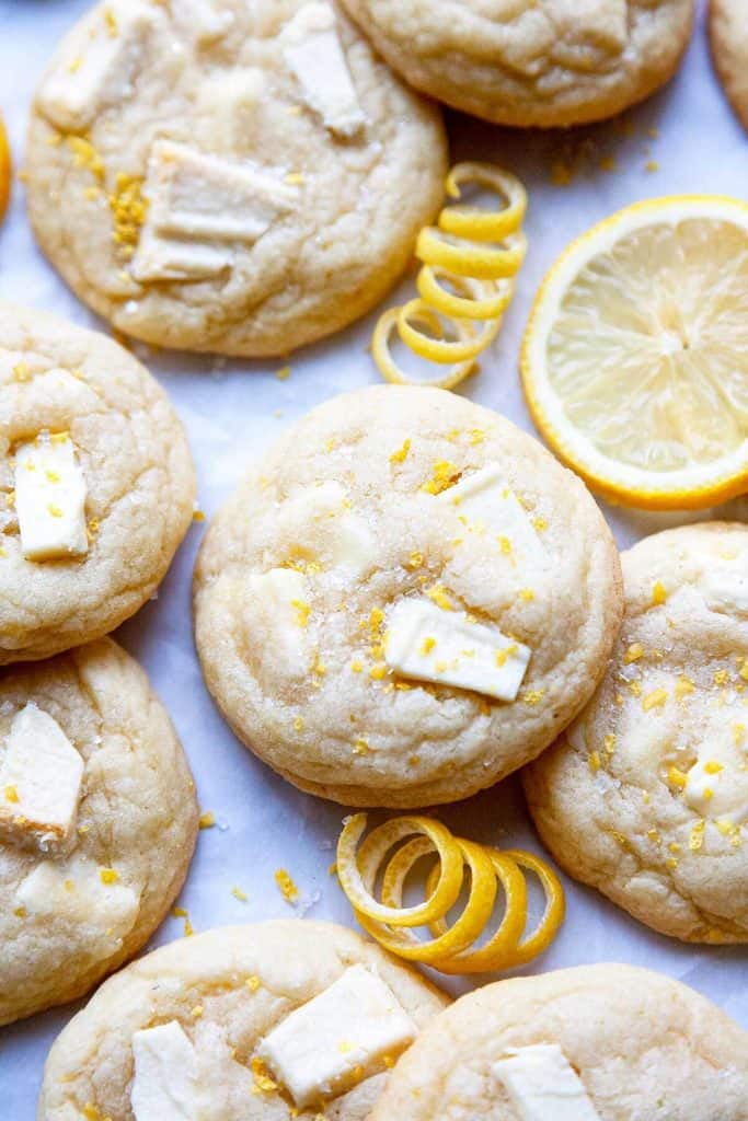 Thick and chewy cookies with chunks of white chocolate and a burst of bright, sunny lemon.