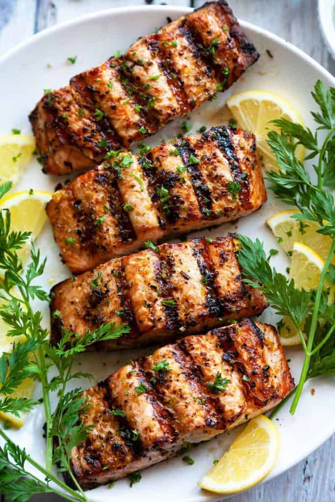 grilled salmon on a plate