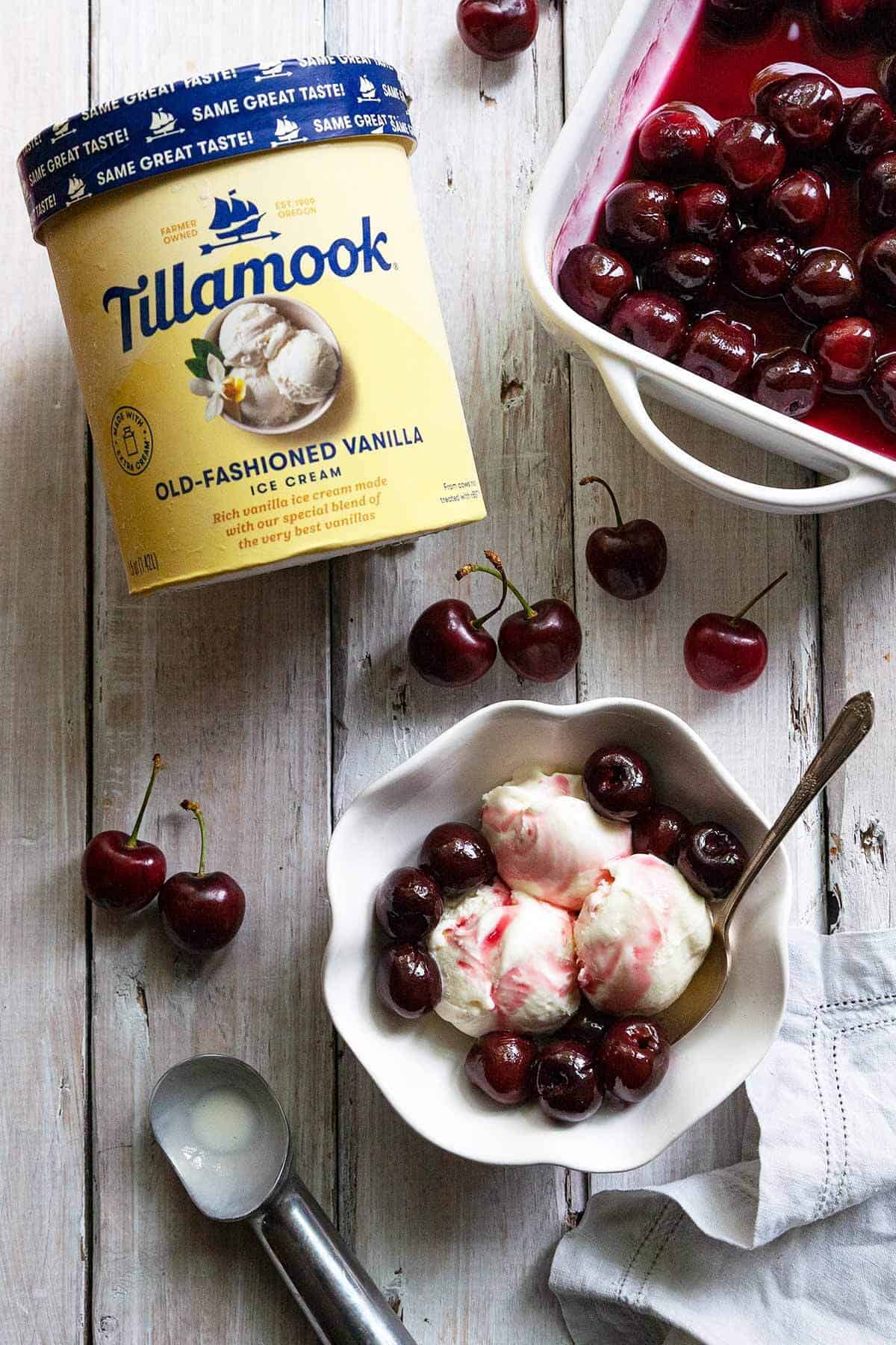 Ice Cream with Roasted Cherry Sauce Foodtasia