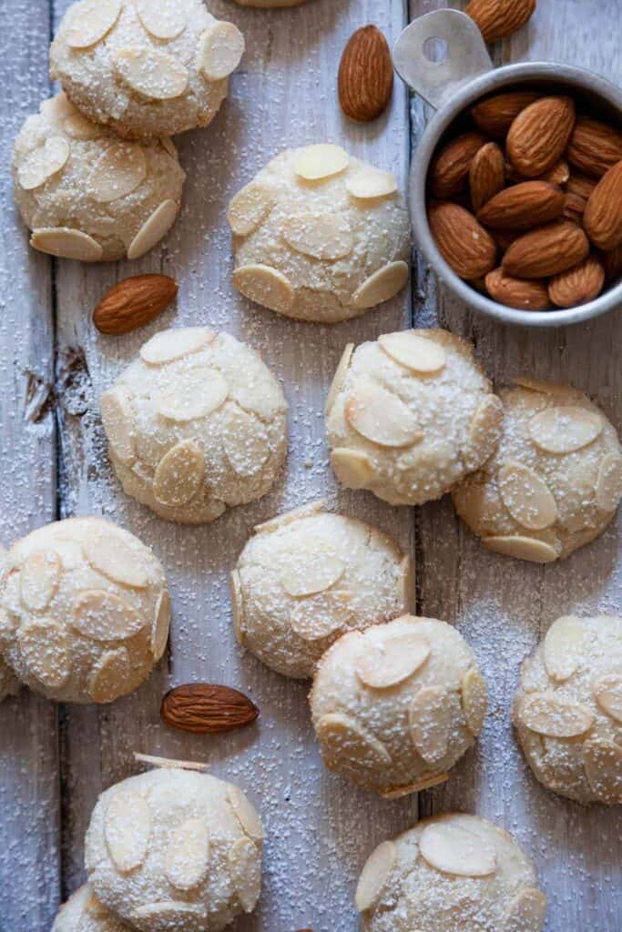 almond paste cookies with almond slices