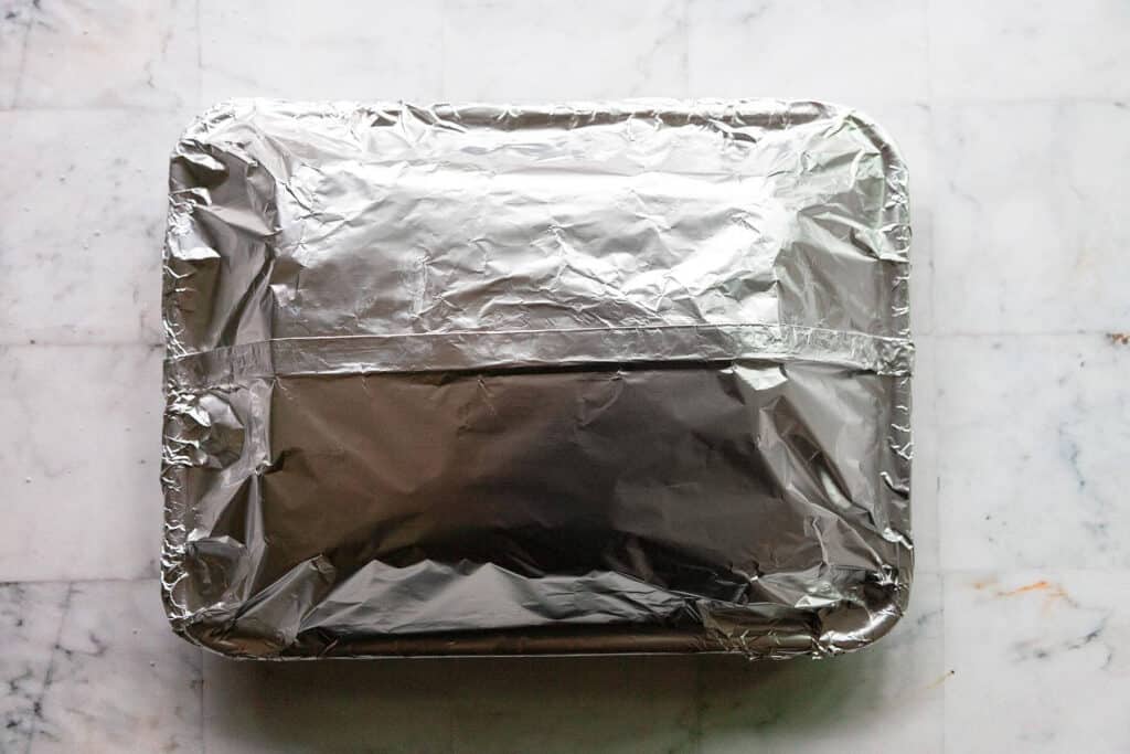 covered pan in foil