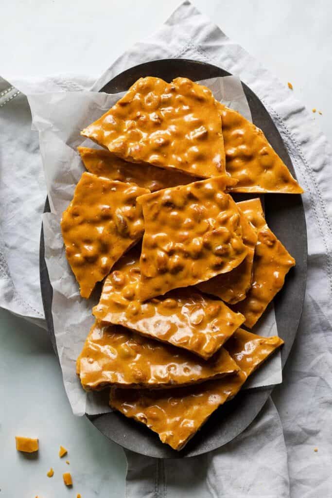 plate of peanut brittle