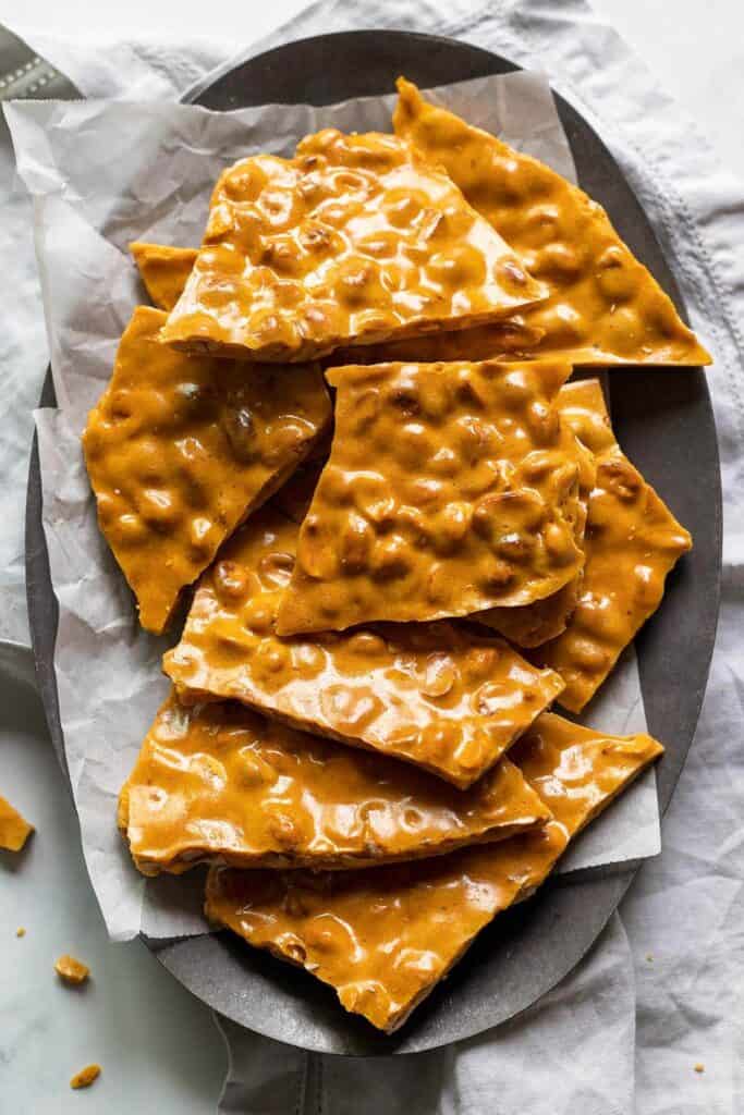 plate of peanut brittle