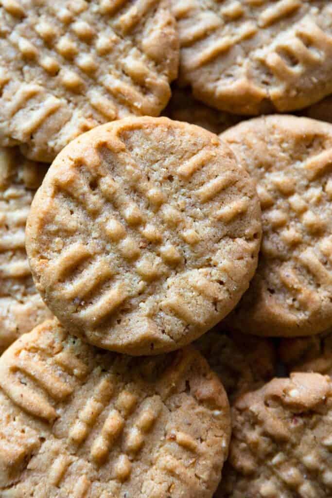 close up of peanut butter cookies