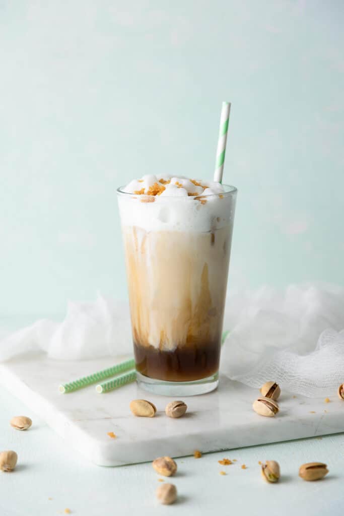 iced Pistachio Latte in glass