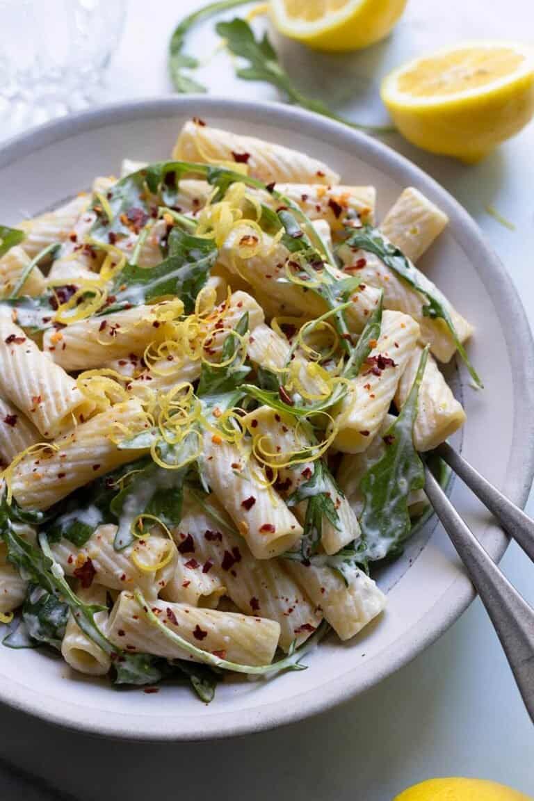 One-Pot Lemon Ricotta Pasta with Arugula | Foodtasia