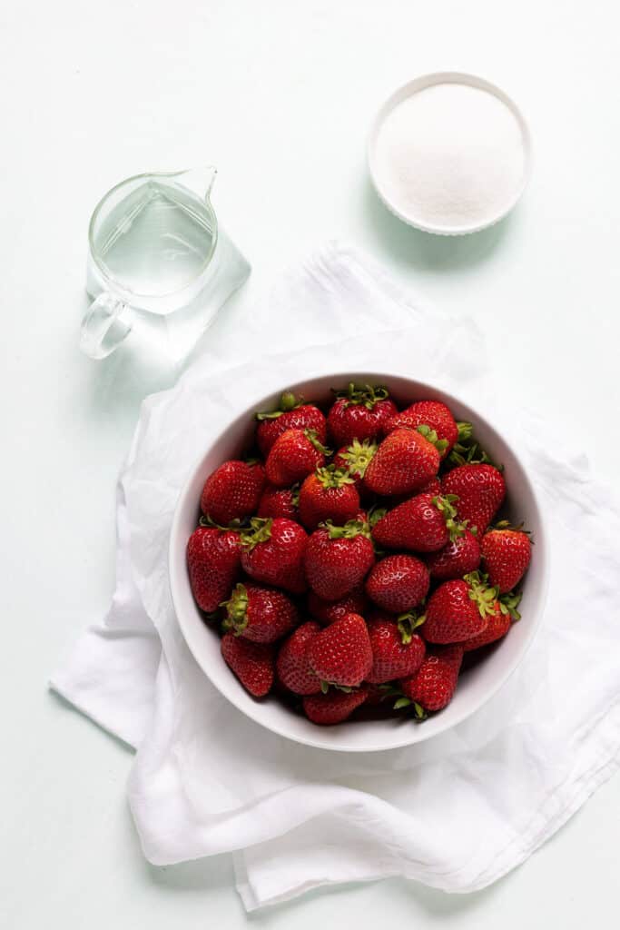 ingredients in strawberry syrup: strawberries, water, sugar