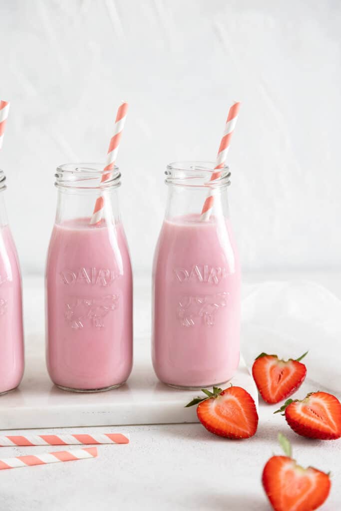bottles of strawberry milk