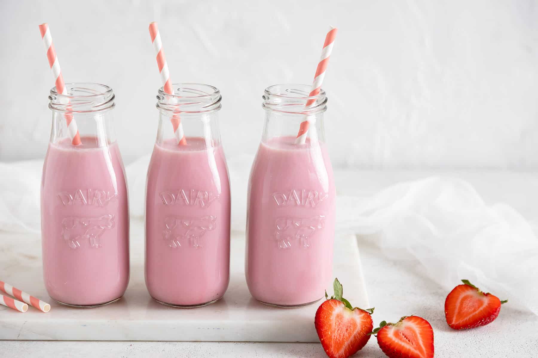 bottles of strawberry milk