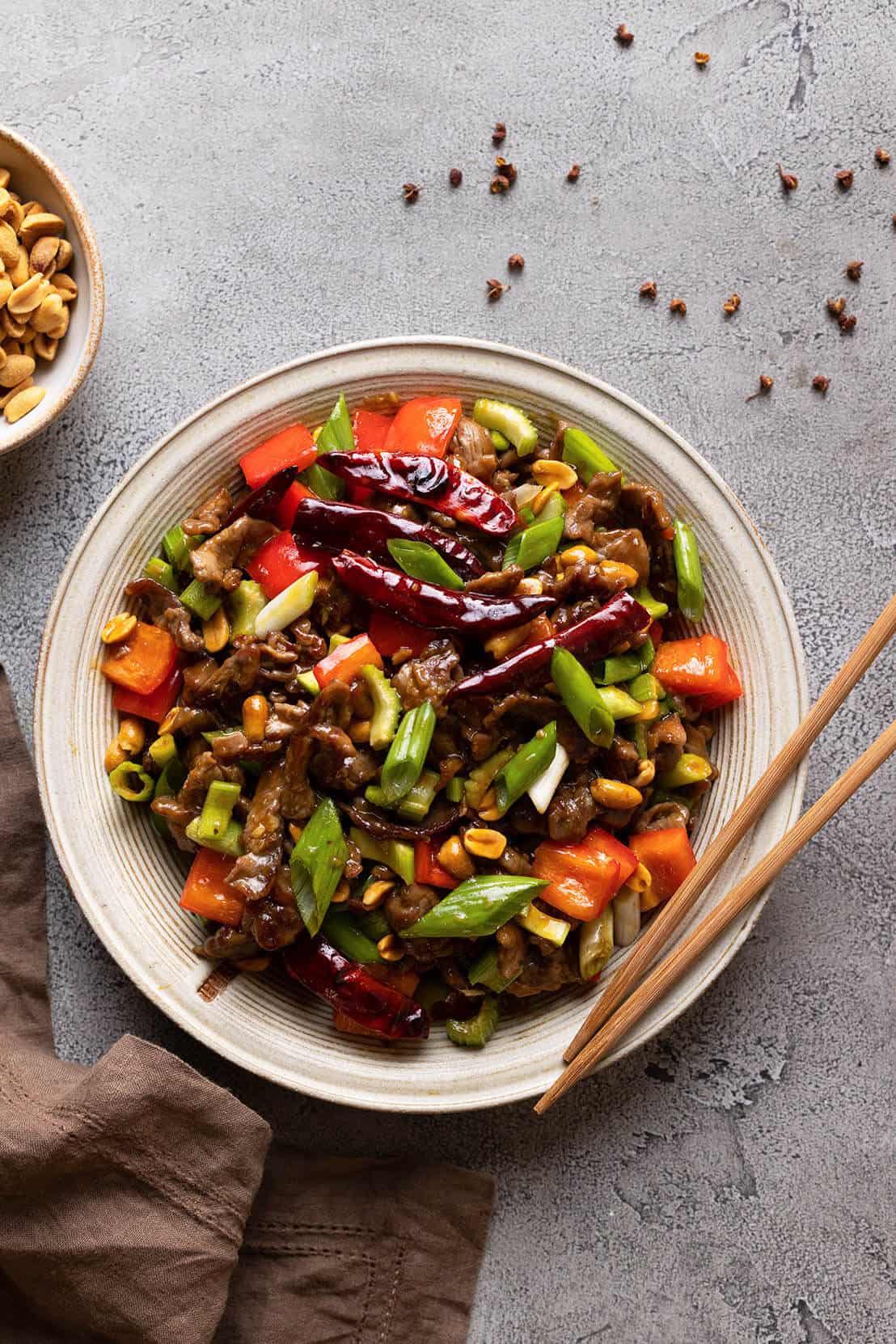 dish with kung pao beef