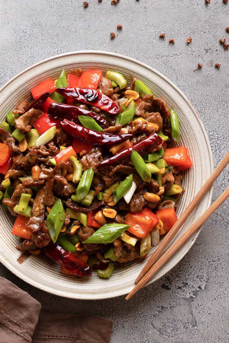 dish with kung pao beef